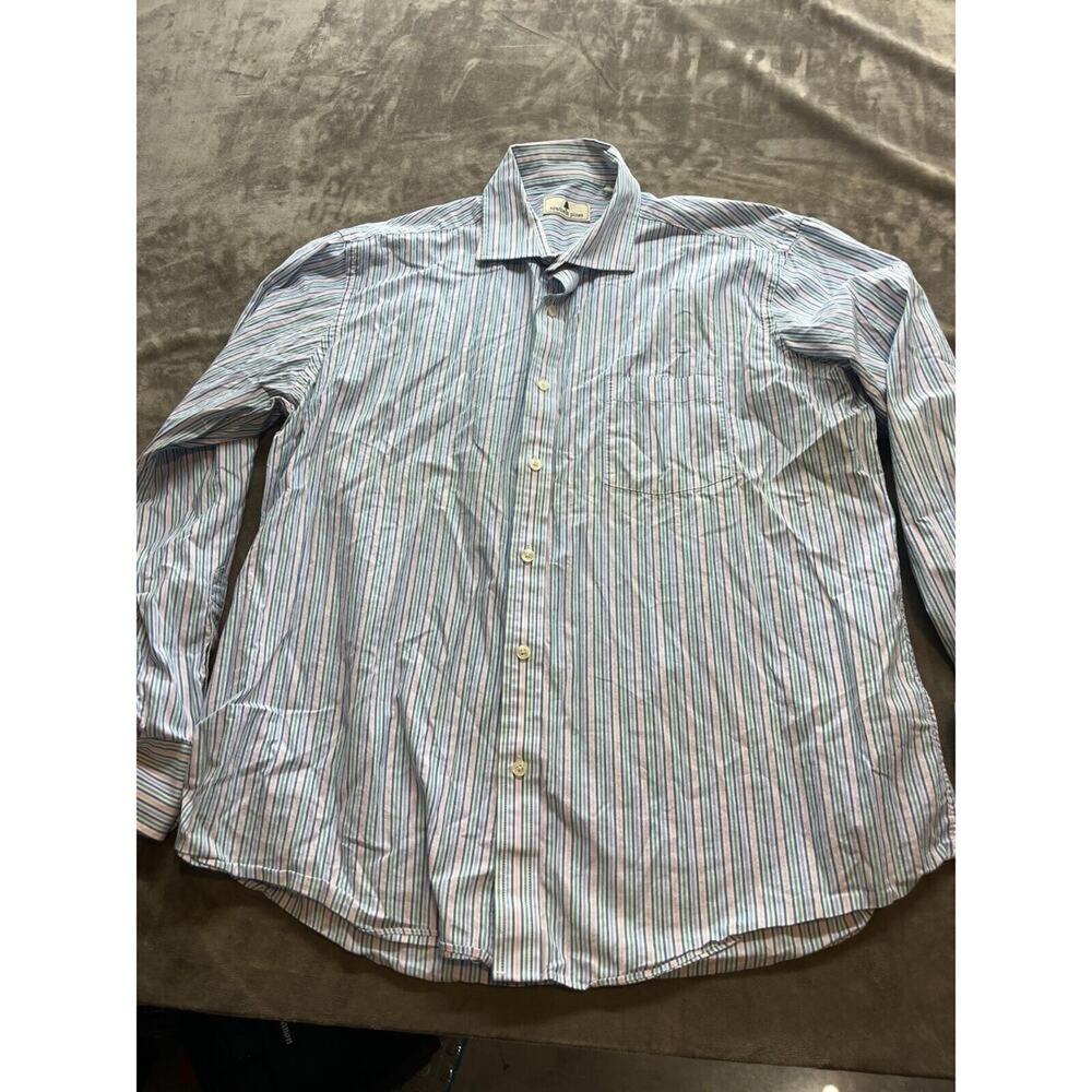 Southern Pines Shirt Men XL Button Up Long‎ Sleeve Blue White Striped